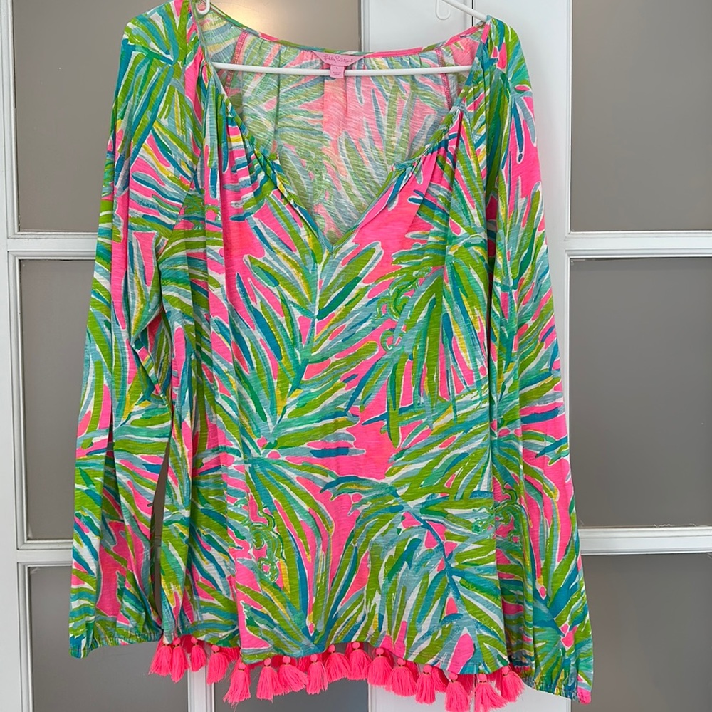 Lilly Pulitzer long sleeve shirt with tassels